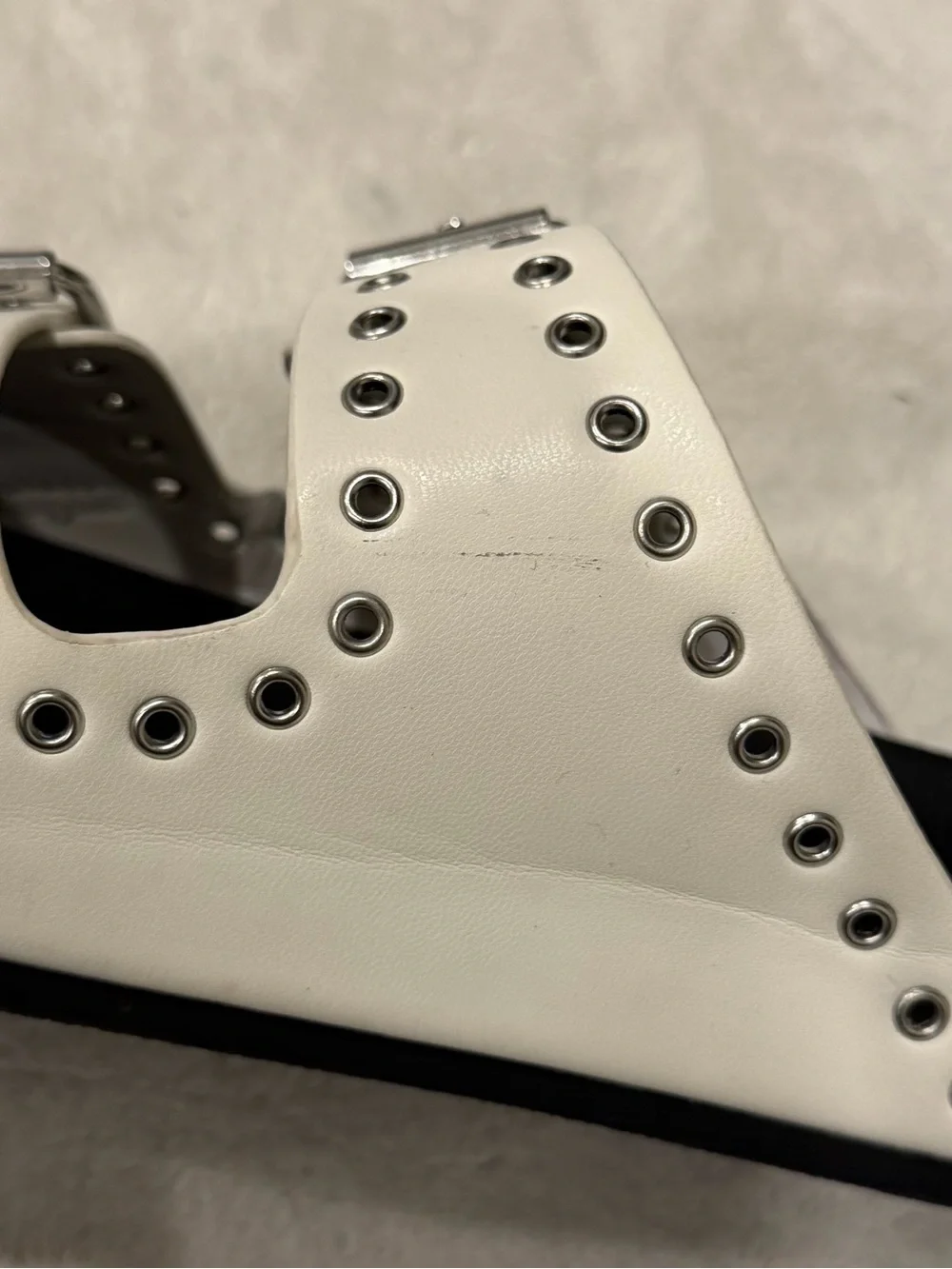 MIA White Studded Double Buckle Slide Sandals Women's Size 8.5 Moto